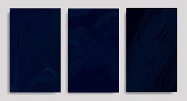 Set Abstract Dark Blue Liquid Marble Background vector