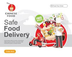 Safe food delivery order, Food delivery service ,Scooter delivery service , Vector illustration