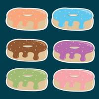 Colorful Donut Collection with White Sprinkles Pro Vector Graphics