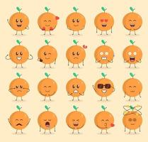 Colorful Cute Orange Cartoon Set with Various Expression vector