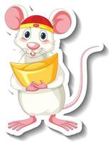 White rat in chinese costume cartoon character vector