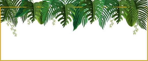 A horizontal frame of tropical foliage template vector