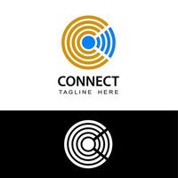 connect logo technology template design vector