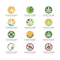 Cannabis marijuana hemp leaf logo and symbol vector