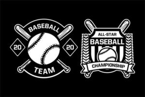 equipo de béisbol campeonato insignia logo emblema colección de plantillas en blanco y negro vector