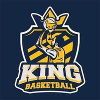 Rey del baloncesto insignia de logotipo profesional moderno o identidad de signo vector