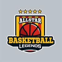 all star basketball legend emblem or badge in modern professional logo vector