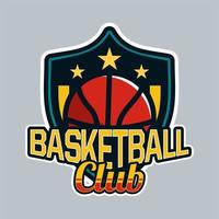 Escudo insignia o emblema de baloncesto profesional moderno adecuado para su equipo de logotipo o club deportivo de logotipo vector
