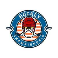 hockey championship logo template with hockey helmet illustration vector
