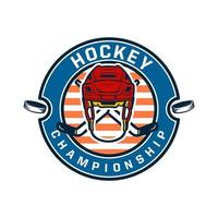 hockey championship logo template with hockey helmet illustration vector