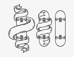 Skateboard with blank ribbon vintage illustration t shirt design template vector