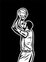 Vintage retro illustration of player run and do dribble black and white vector