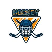 Hockey logo badge team template with helmet and stick vector