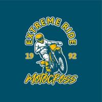 Diseño de camiseta de ilustración de vector de motocross de paseo extremo