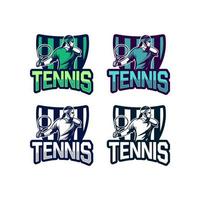 tennis badge with man illustration logo pack vector