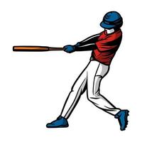 baseball player hit the ball color illustration vector