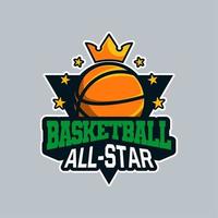 emblema o insignia del escudo de todas las estrellas de baloncesto para el evento de logotipo y adecuado para los logotipos de su equipo vector