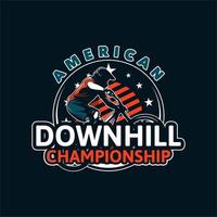 american downhill championship. badge, poster, flyer, t shirt design. vector