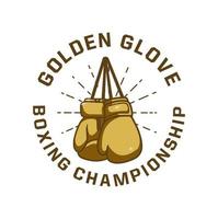 boxing badge logo golden glove vintage retro design pack vector