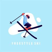 flat design vector illustration ski jump freestyle