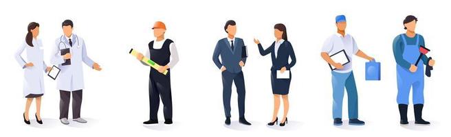 Set of 7 pcs people of different professions on a white background - Vector