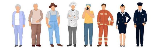 Set of 8 pcs people of different professions on a white background - Vector