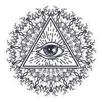 All Seeing Eye in Triangle and Mandal vector