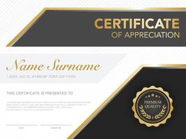 Certificate template black and gold with luxury style image. Diploma of geometric modern design. eps10 vector