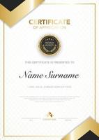 diploma certificate template black and gold color with luxury and modern style vector image, suitable for appreciation.  Vector illustration.