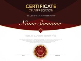 diploma certificate template red and gold color with luxury and modern style vector image.