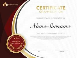 diploma certificate template red and gold color with luxury and modern style vector image.