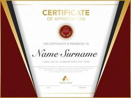 diploma certificate template red and gold color with luxury and modern style vector image.