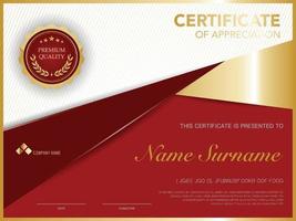 diploma certificate template red and gold color with luxury and modern style vector image.