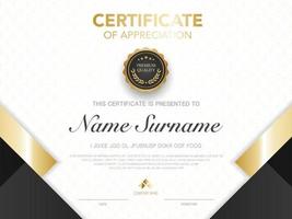 diploma certificate template black and gold color with luxury and modern style vector image.