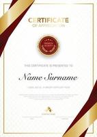 diploma certificate template red and gold color with luxury and modern style vector image, suitable for appreciation.  Vector illustration.