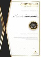 diploma certificate template black and gold color with luxury and modern style vector image.