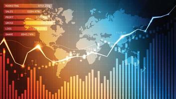 tabla de gráfico de palo de vela de negocios. visualización de análisis de big data. gráfico de información de datos, punto alcista, tendencia de punto bajista del diseño gráfico vectorial vector