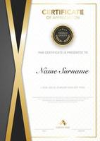 diploma certificate template black and gold color with luxury and modern style vector image, suitable for appreciation.  Vector illustration.