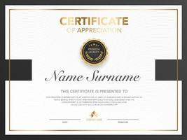 diploma certificate template black and gold color with luxury and modern style vector image, suitable for appreciation.  Vector illustration.