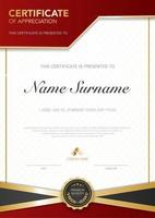 diploma certificate template red and gold color with luxury and modern style vector image, suitable for appreciation.  Vector illustration.