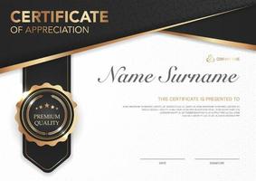 Certificate template black and gold luxury style image. Diploma of geometric modern design. eps10 vector.