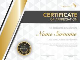 Certificate template black and gold with luxury style image. Diploma of geometric modern design. eps10 vector