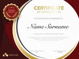 diploma certificate template red and gold color with luxury and modern style vector image.