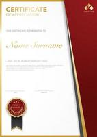 diploma certificate template red and gold color with luxury and modern style vector image, suitable for appreciation.  Vector illustration.