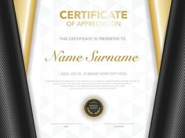 Certificate template black and gold with luxury style image. Diploma of geometric modern design. eps10 vector