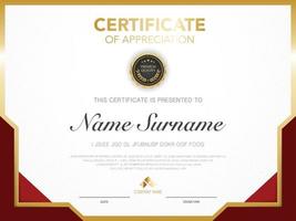 diploma certificate template red and gold color with luxury and modern style vector image.