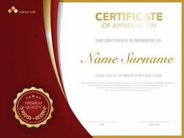 diploma certificate template red and gold color with luxury and modern style vector image.