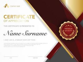 diploma certificate template red and gold color with luxury and modern style vector image.