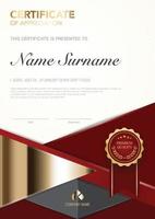 diploma certificate template red and gold color with luxury and modern style vector image, suitable for appreciation.  Vector illustration.