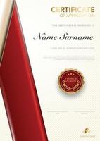 diploma certificate template red and gold color with luxury and modern style vector image, suitable for appreciation.  Vector illustration.